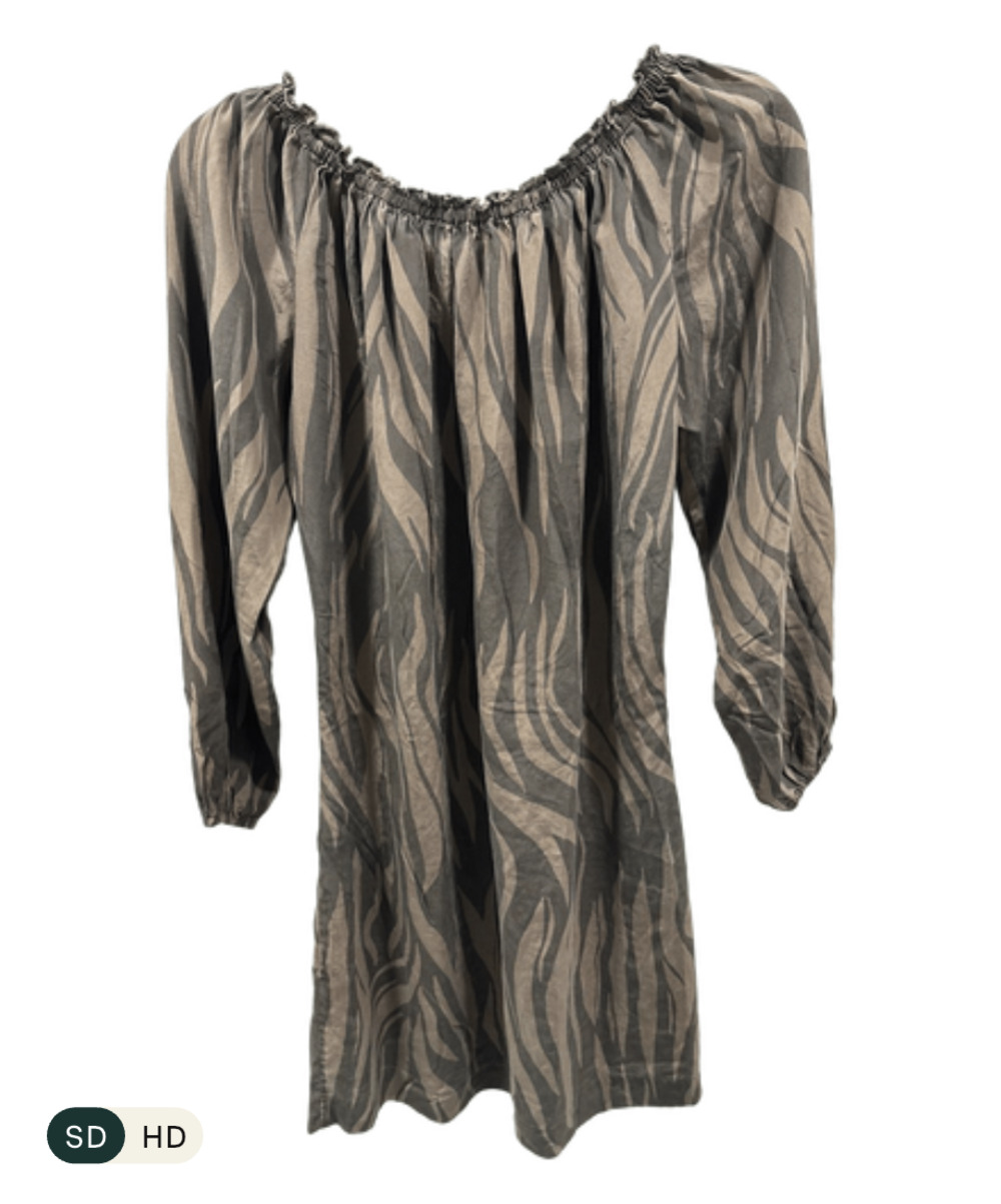 Michael Kors 2-Tone Brown On or Off The Shoulder Mini Dress Long Sleeve Sz XS - Picture 4 of 6